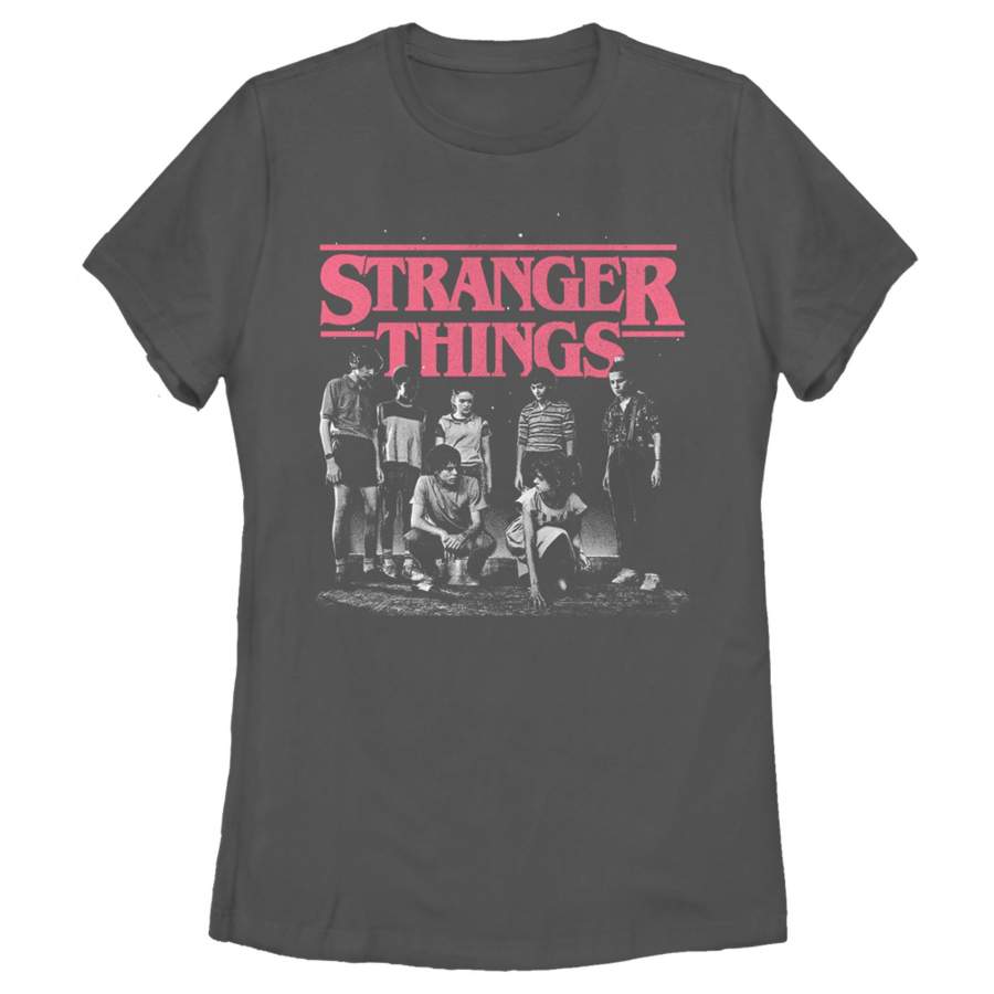 Stranger Things Women’s Title Logo Faded  T Shirt