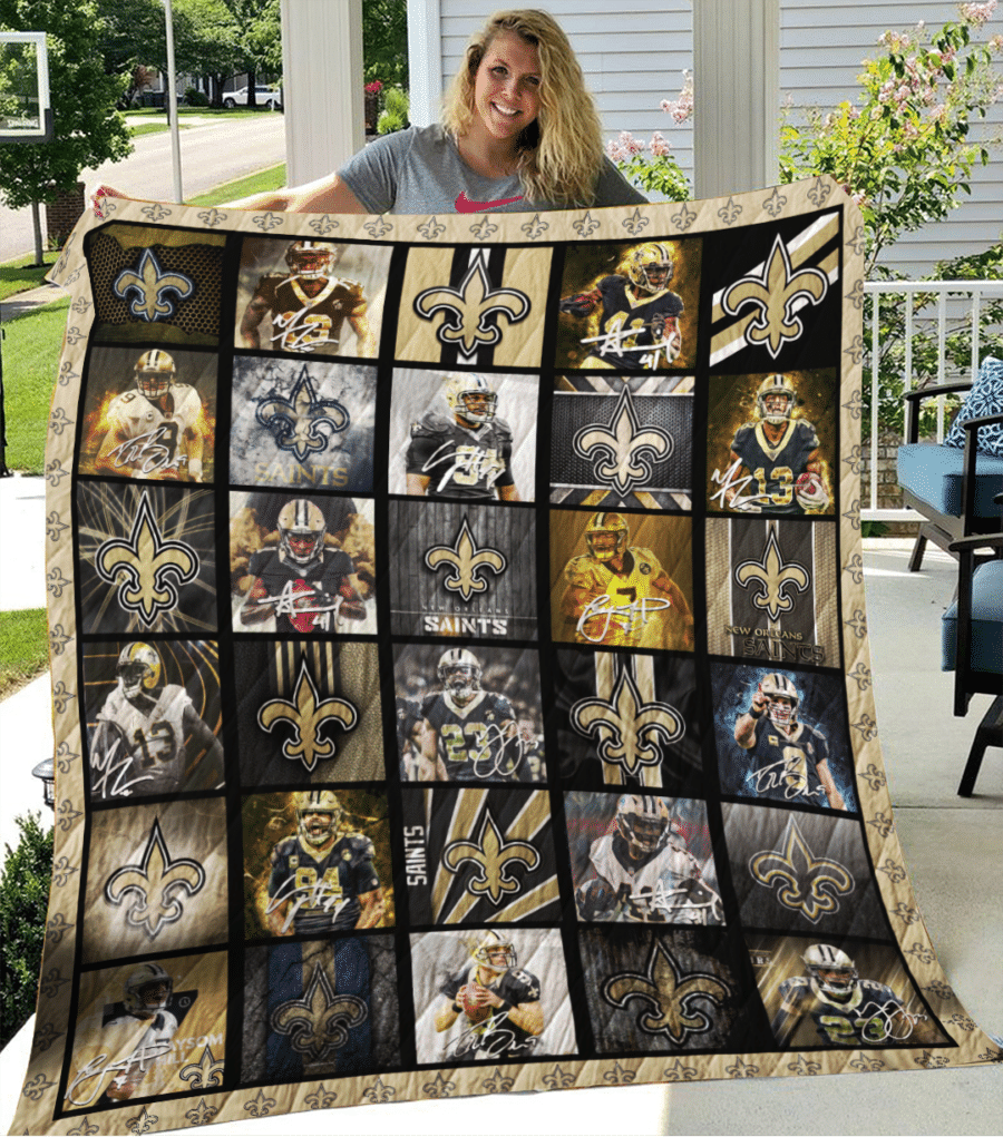 New Orleans Saints Legends Football Team 3D Quilt Blanket – Black