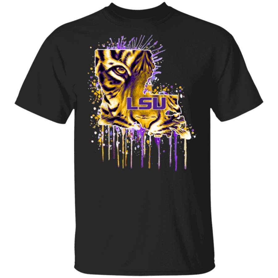 LSU Tigers Tiger Map Gameday Slogan Vintage Graphic Print T-Shirt