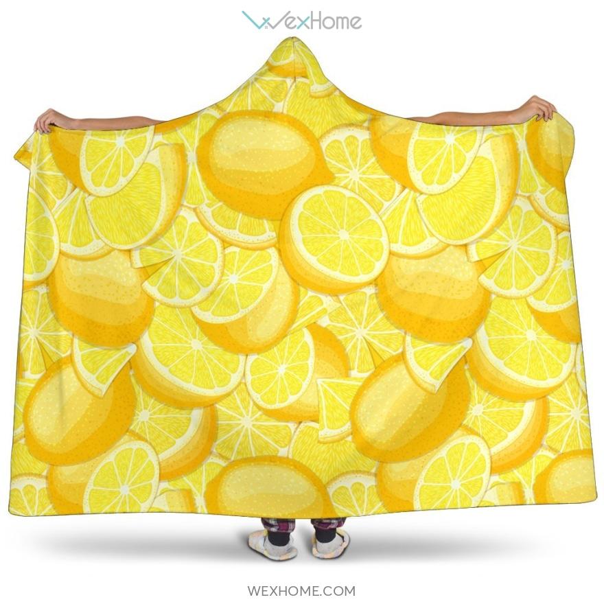 Lemon Pattern Hooded Blanket