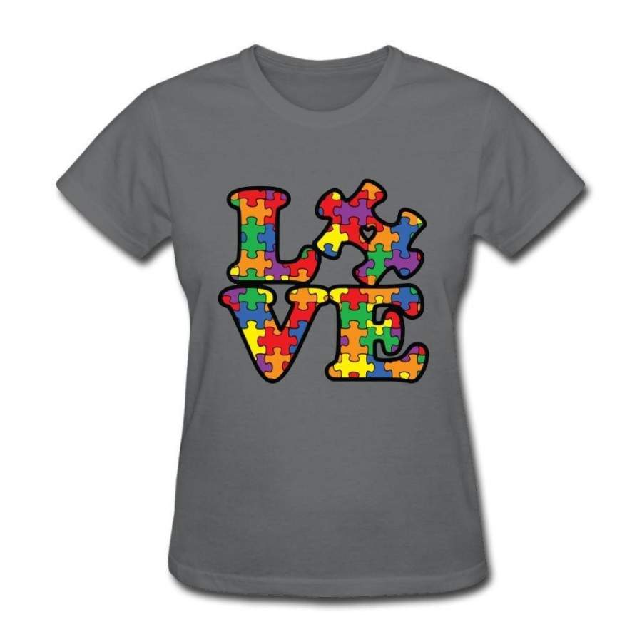 Autism Awareness Puzzle Summer Lady Workout Tee Casual Fit Women Short Sleeve Workout Shirts