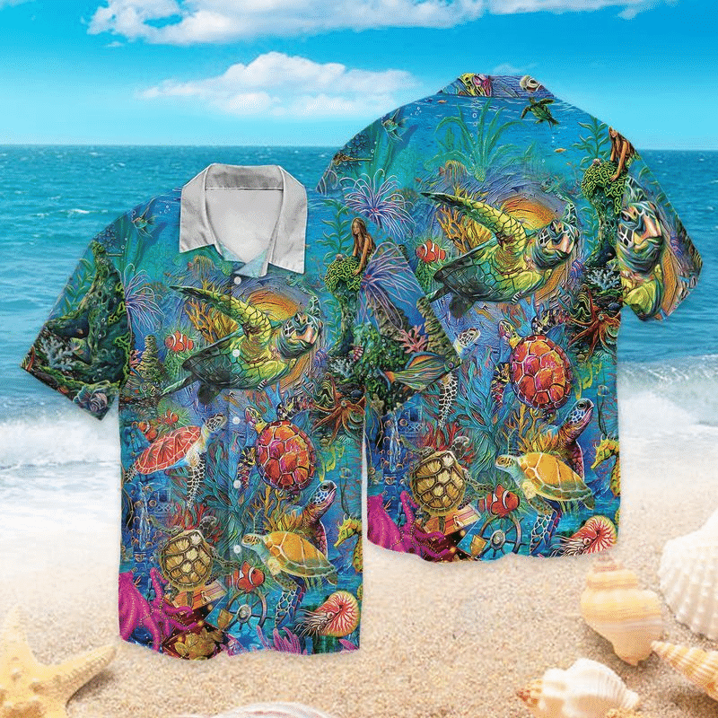 Turtle Ocean 2 For Men And Women Graphic Print Short Sleeve Hawaii Casual Shirt Ha25783