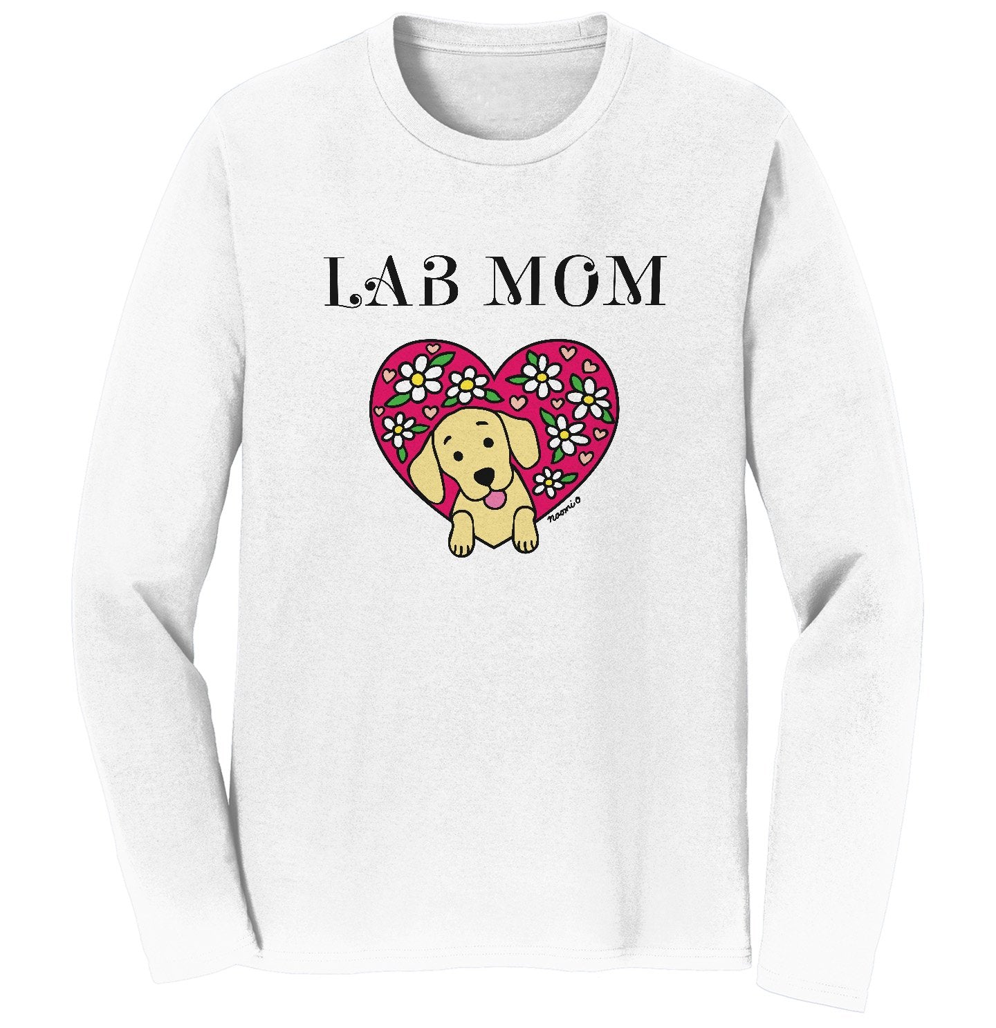 Flower Heart Yellow Lab Mom – Adult Unisex Long Sleeve T-Shirt