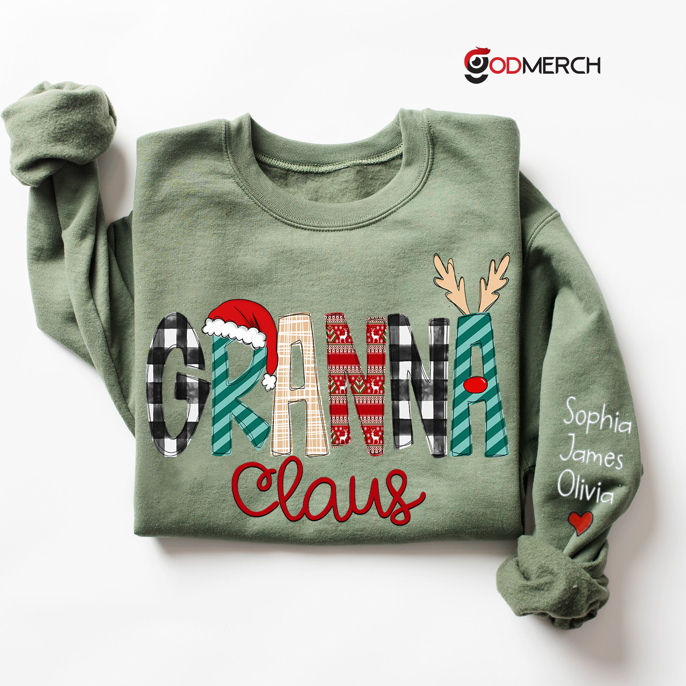 Custom Granna Claus Sweatshirt, Christmas granna Claus Sweatshirt, Xmas granna Sweater, Custom granna And Grandkids Sweatshirt, Granna Gifts