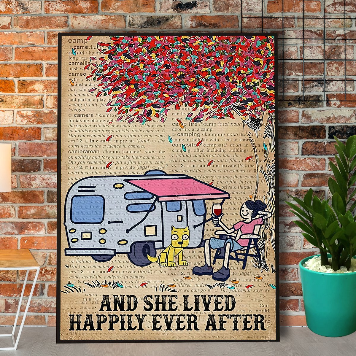 Camping And She Lived Happily Ever After Dictionary Poster No Frame