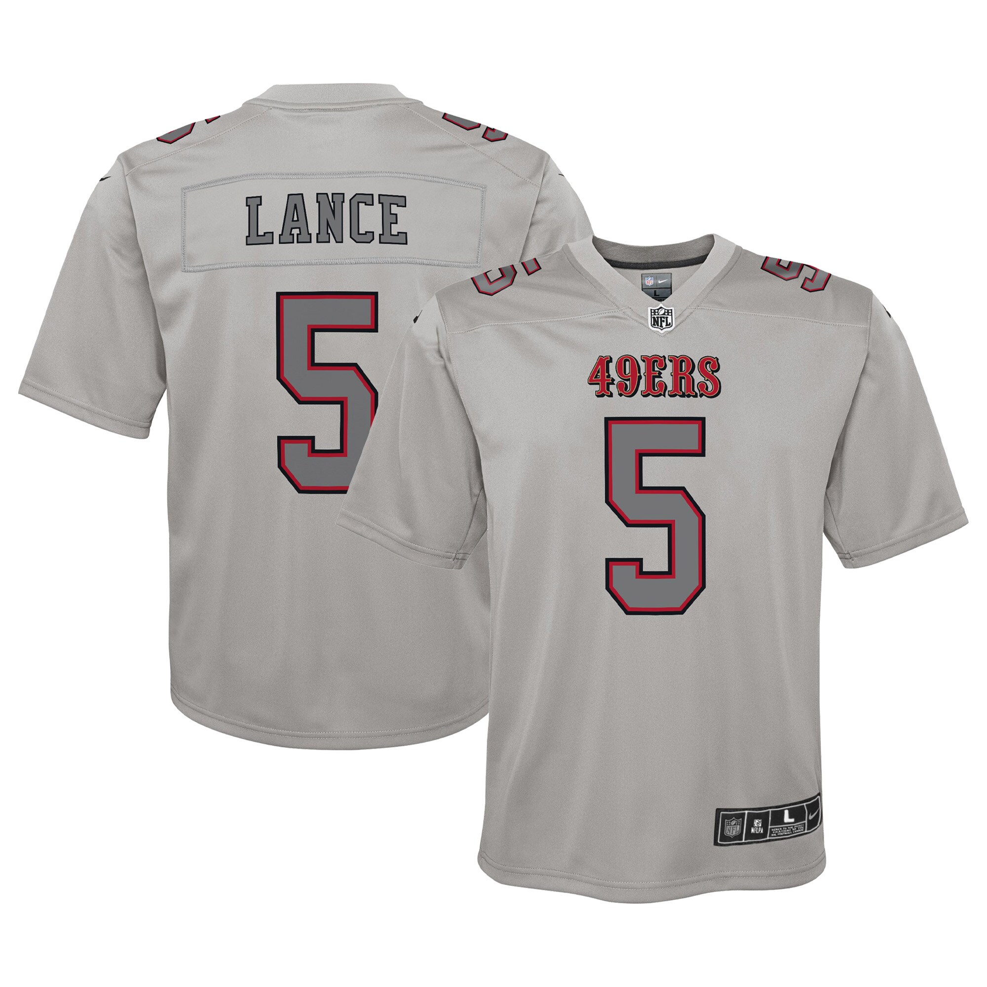 Youth San Francisco 49ers Trey Lance Gray Atmosphere Game Jersey