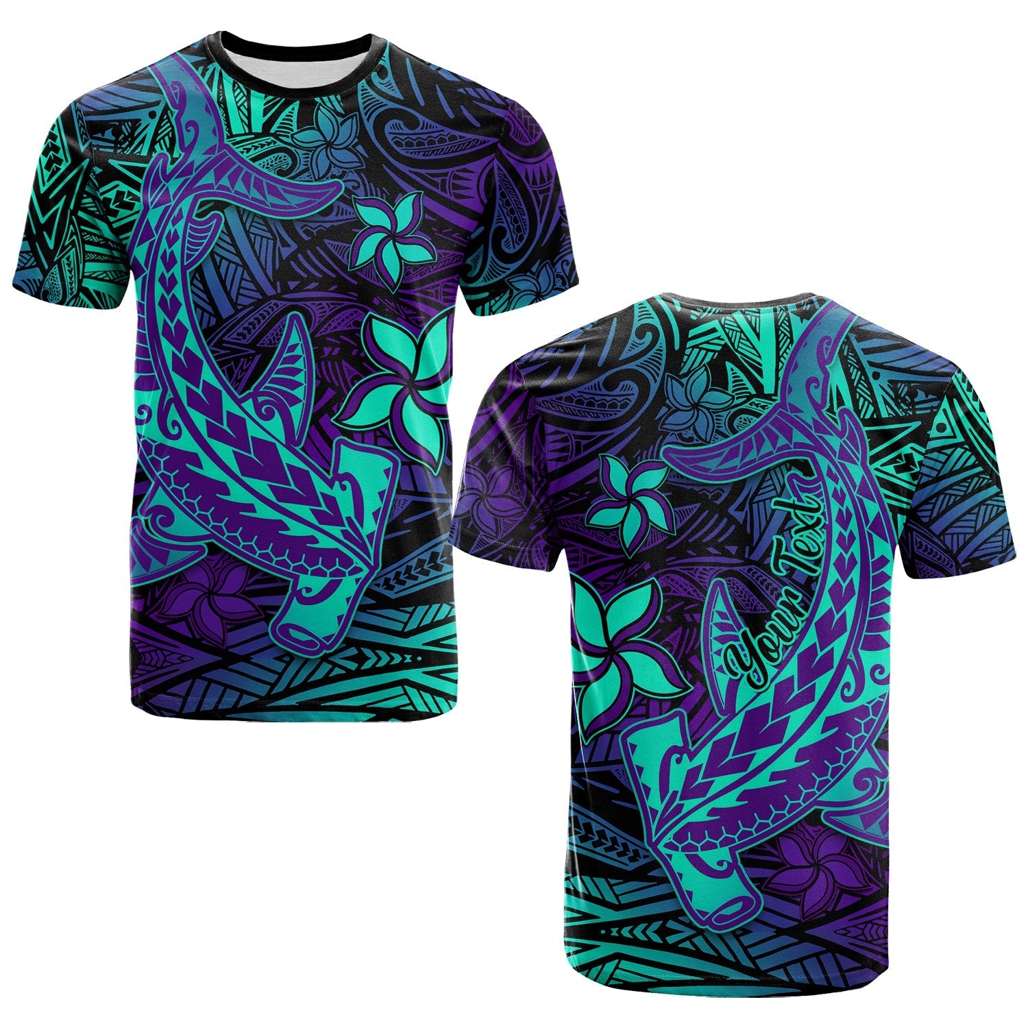 Custom Personalised Polynesian T Shirt Purple Paradise Hawaiian Tribal Hammerhead Shark Lt14