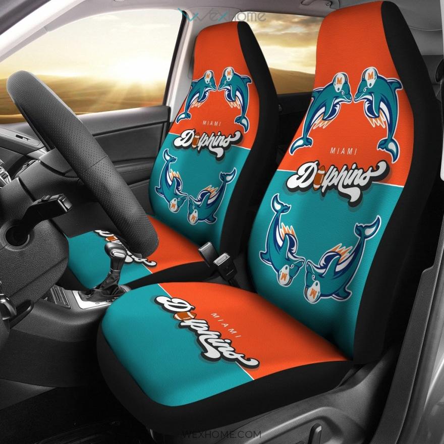 Miami Dolphins Football Car Seat Covers | Miami Dolphins Wearing Helmet Minimal Seat Covers