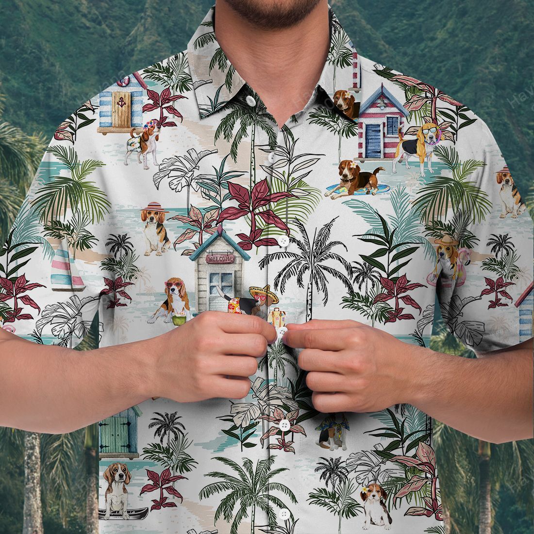 Beagle Hawaiian Shirt Hawai Beach Floral