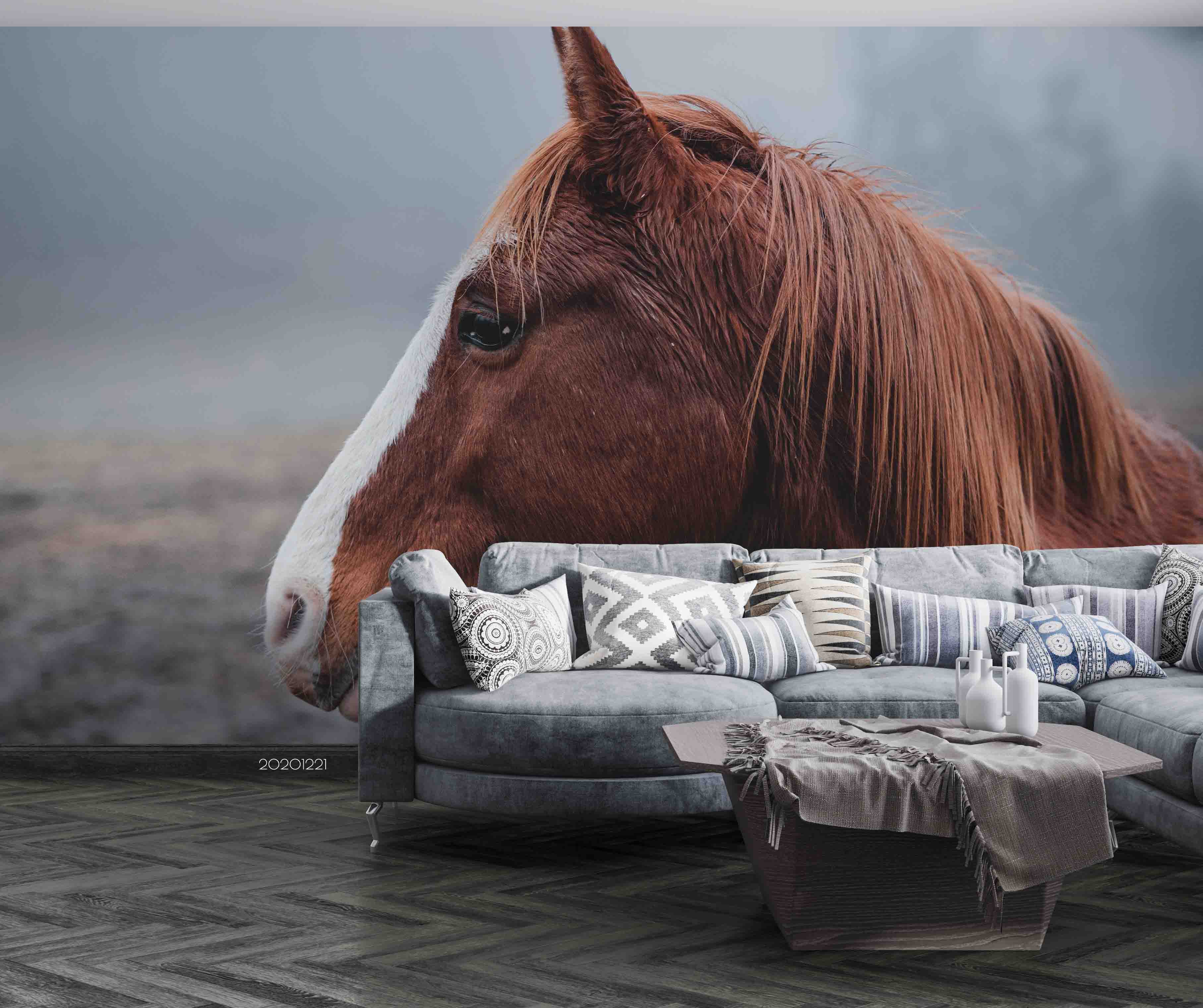 3D Animal Brown Horse Wall Mural Wallpaper Lqh 14