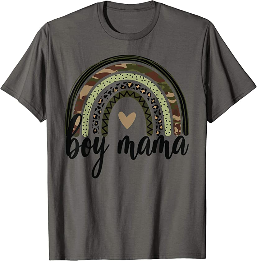 Boy Mama Rainbow Camo Leopard Funny Mom Mothers Day T-Shirt