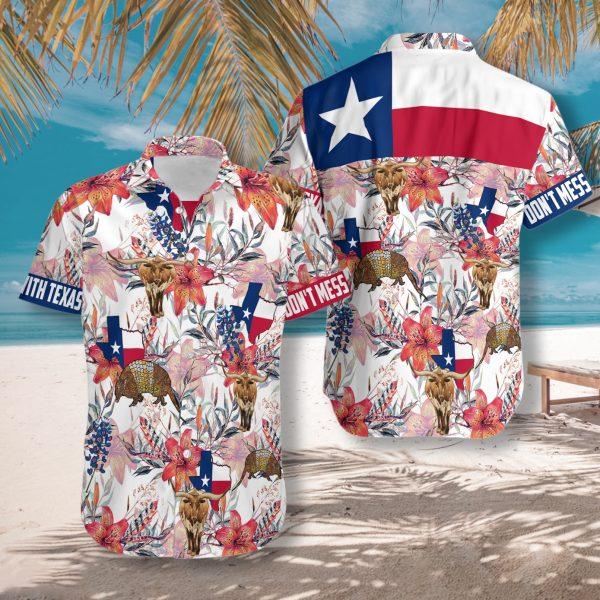 Texas Longhorn Bluebonnet And Armadillo 2908 Hawaii Shirt Ha48102