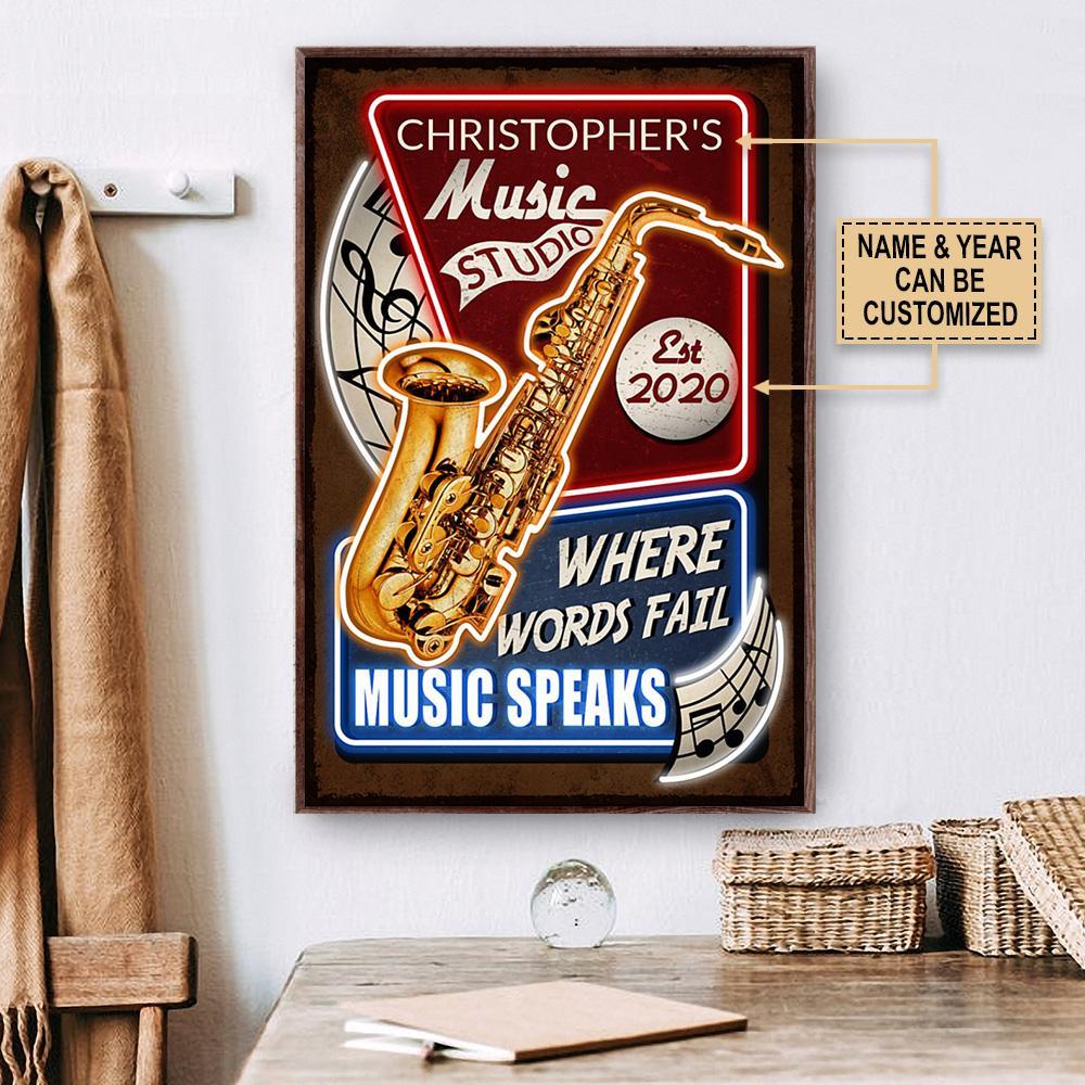 Aeticon Gifts Personalized Saxophone Music Speaks Canvas Mom Dad Gift Home Decor