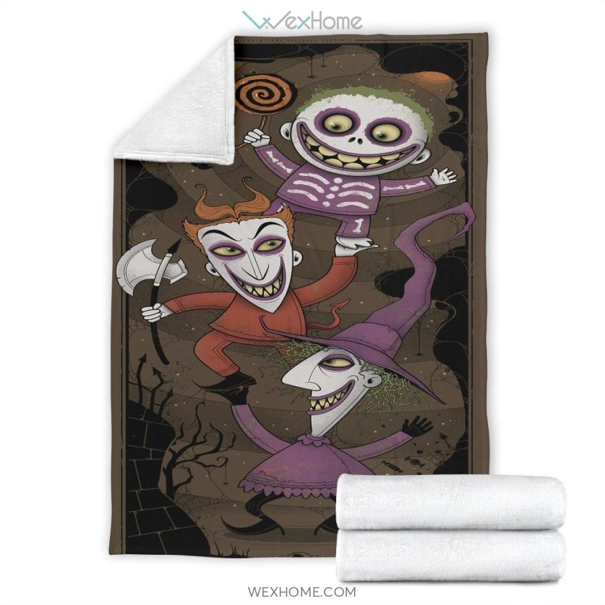 Nightmare Before Christmas Funny Drawing Premium Blanket