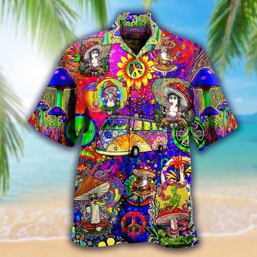 Colorful Hippie World Hawaii Aloha Shirts Ha88145