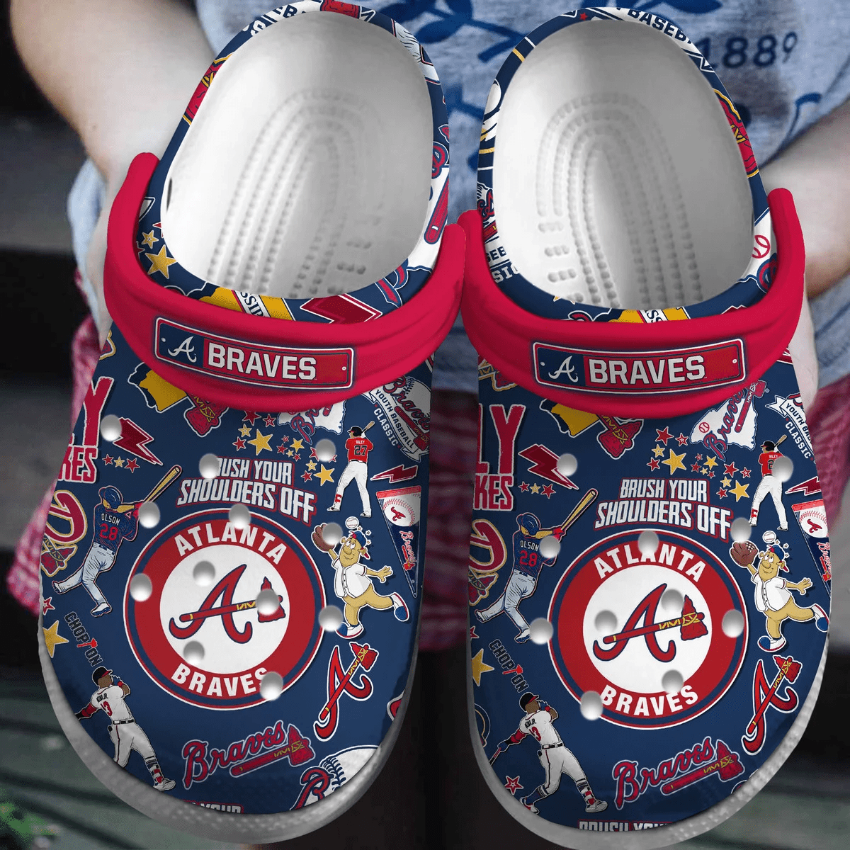 Atlanta Braves Baseball team MLB Sport Custom Name Crocs Clogs Crocband Shoes Comfortable For Men Women and Kids