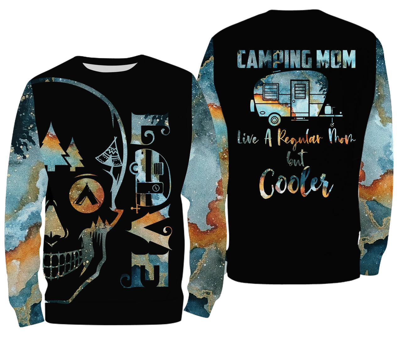 Mother Love Camping Skull Crewneck Sweatshirt All Over Print Sweatshirt For Women Sweatshirt For Men