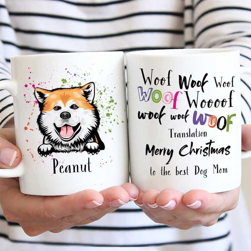 Woof Woof Translation Peeking Dog Birthday Gift Personalized Mug