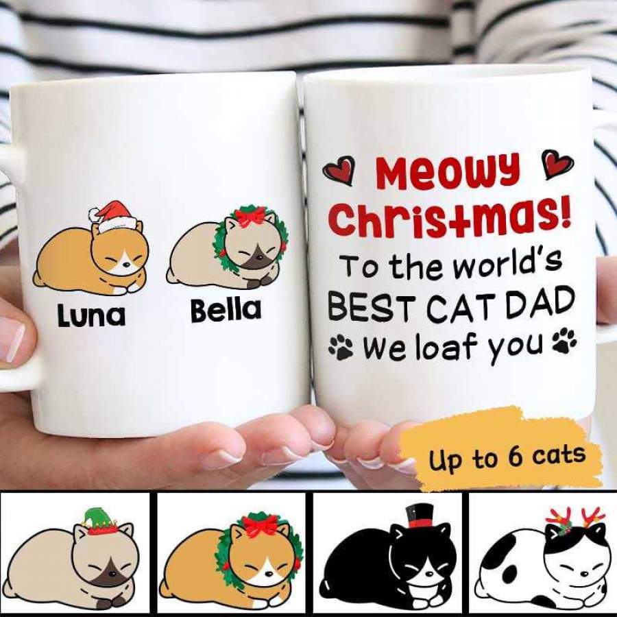 Cat Dad Loaf You Christmas Personalized Mug