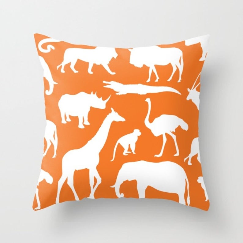 Safari Animals Throw Pillow, Bedroom Decor, Outdoor Pillows, Living Room Decor, Sofa Bed Throw Pillow, Decrative Pillow, Home Office Throw Pillows