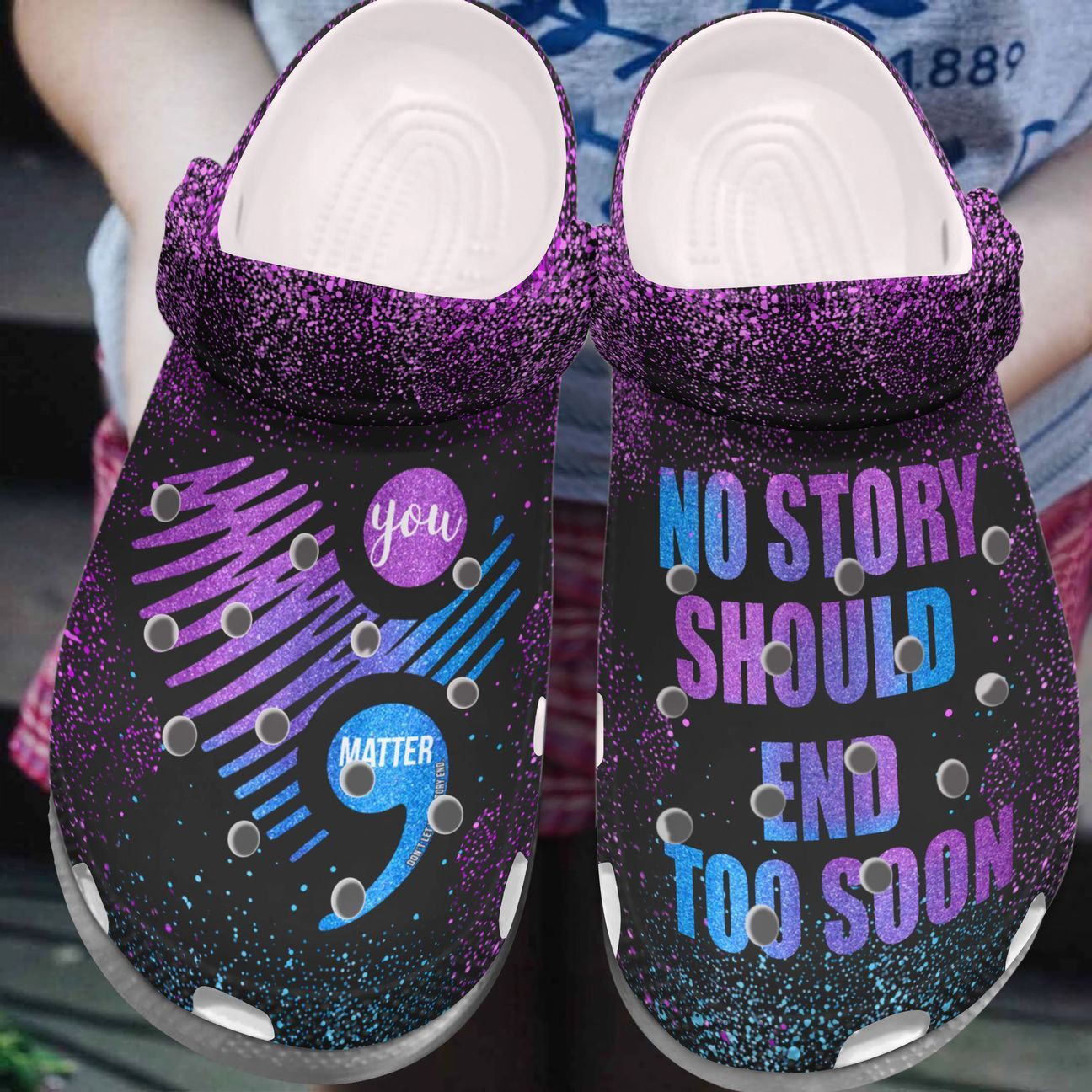 Suicide Prevention Personalized Clog, Custom Name, Text, Color, Number Fashion Style For Women, Men, Kid, Print 3D No Story Should End So Soon