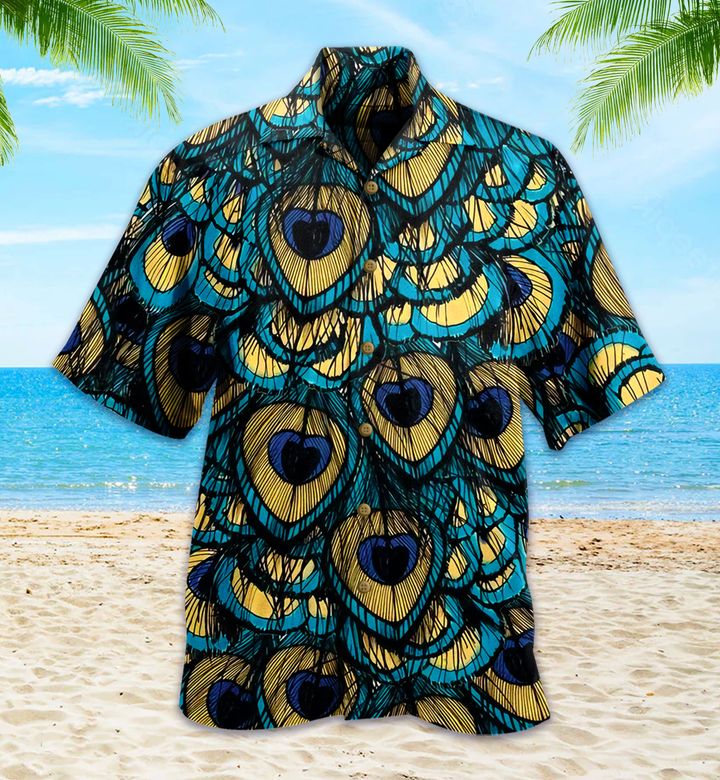 Peacock Feathers Blue Hawaii Shirt Ha52278