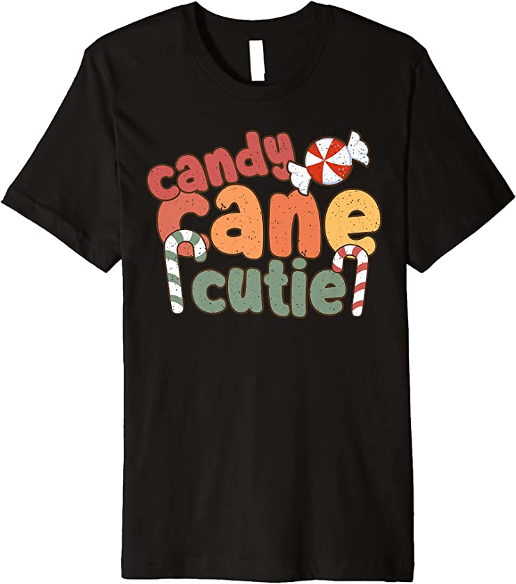 Retro Candy Cane Cutie Christmas Vibes Ugly Christmas Premium T-Shirt