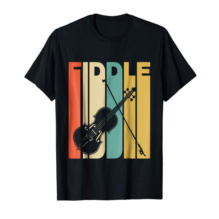 Vintage Style Fiddle Silhouette T-Shirt Men Fashion Cotton T-Shirts