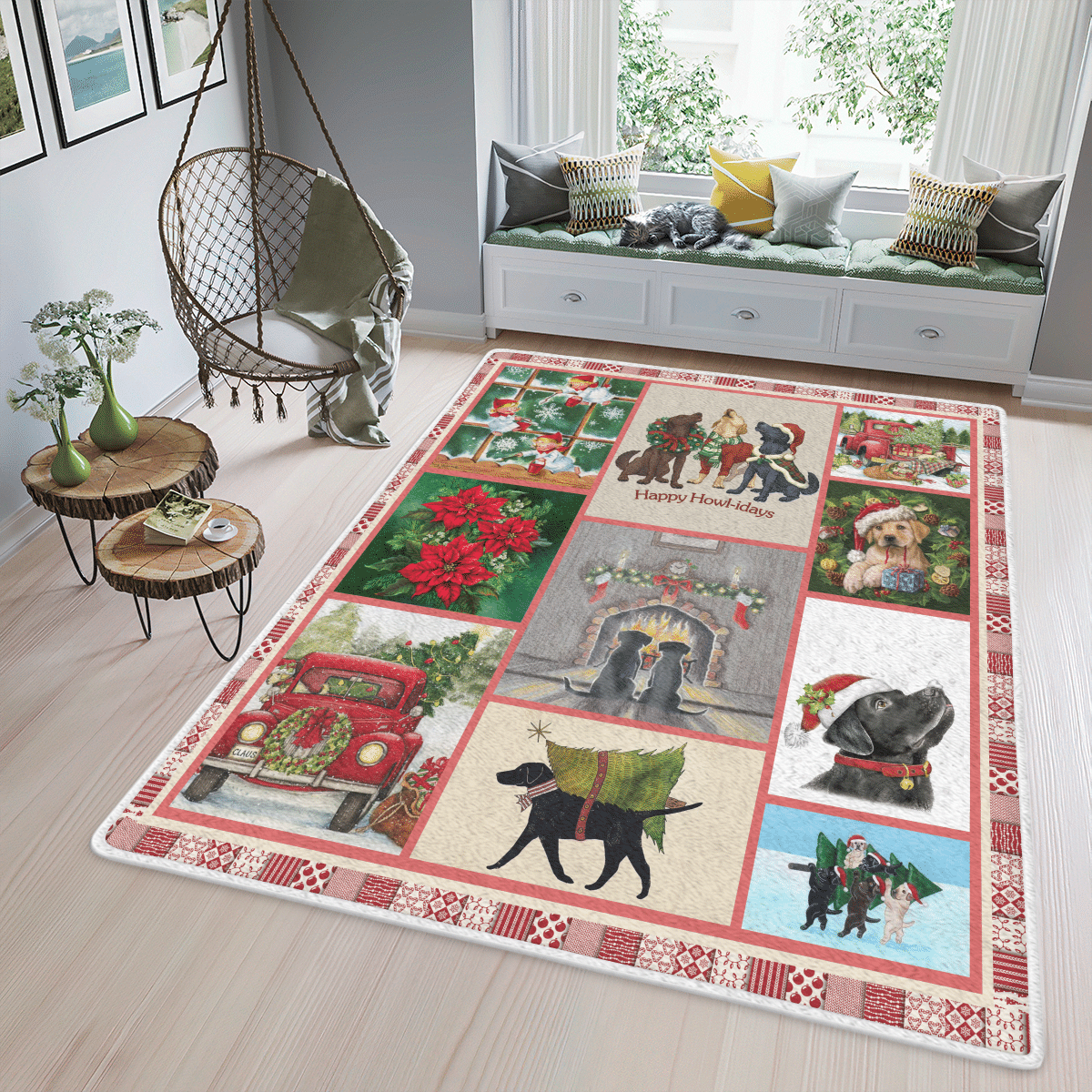 Wooni Labrador Retriever Because We Need Love Christmas Gifts Area Rug Rectangle Rug Wn1111110