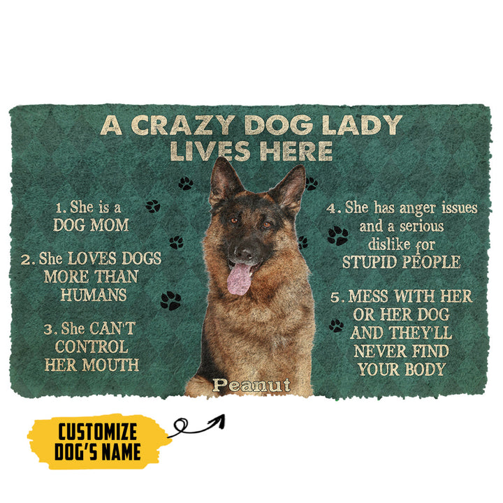 Waybackapparel A Crazy Dog Lady Lives Here German Shepherd Custom Name 3D Doormat