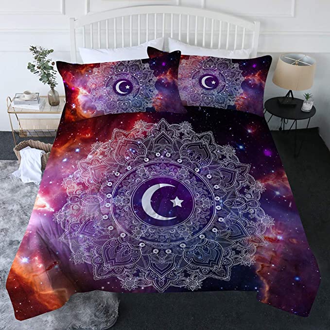 4 Pieces Luna Mandala 3D Nebula Comforter Set