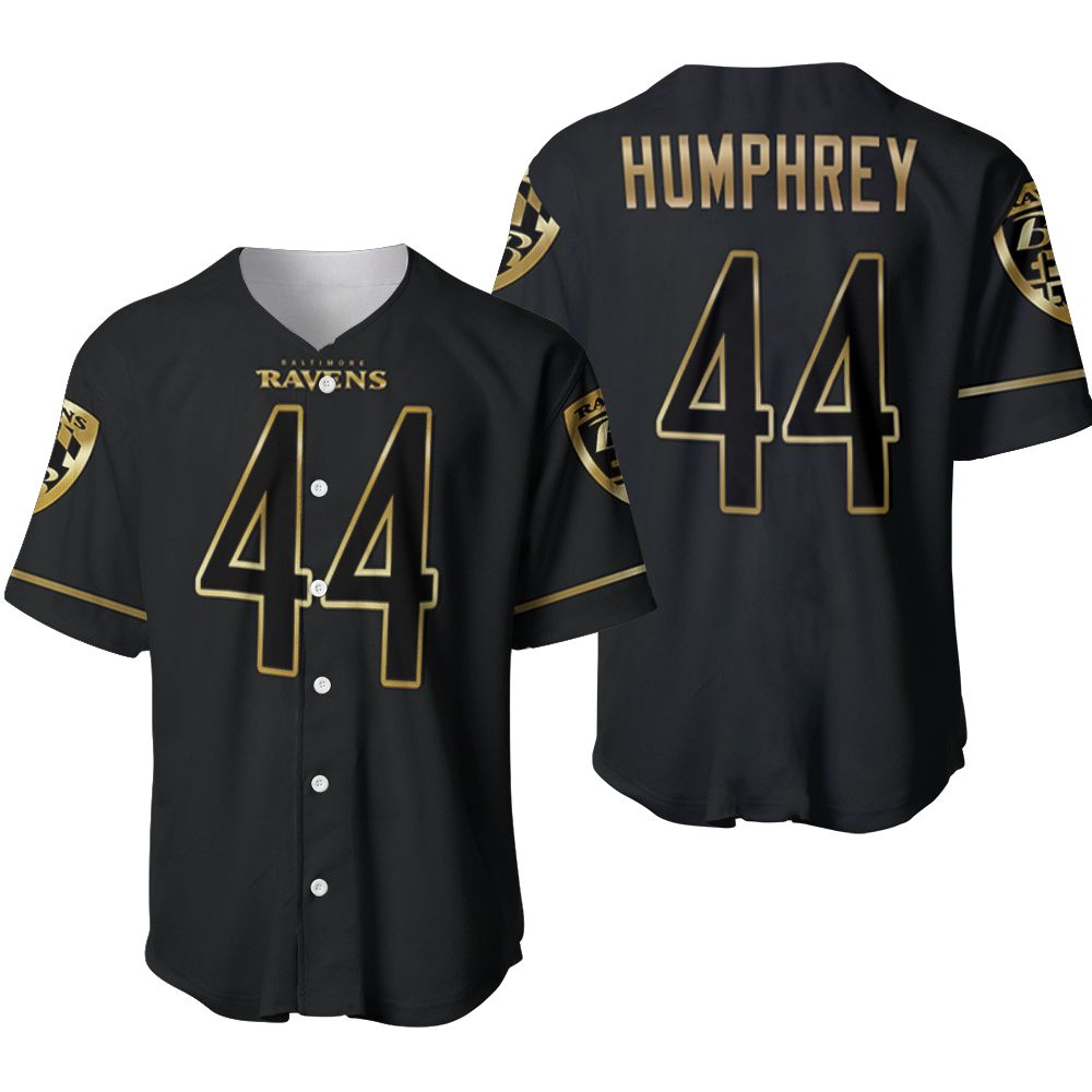 Baltimore Ravens Marlon Humphrey #44 NFL Great Player Black Golden Brandedition Vapor 3D Designed Allover Gift For Baltimore Fans Baseball Jersey