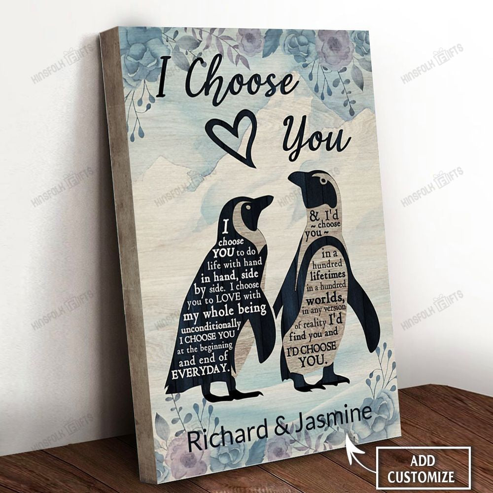 Valentine Penguin Love Personalized Canvas Poster Wall Art, Poster Print, Canvas Print Wall Decor