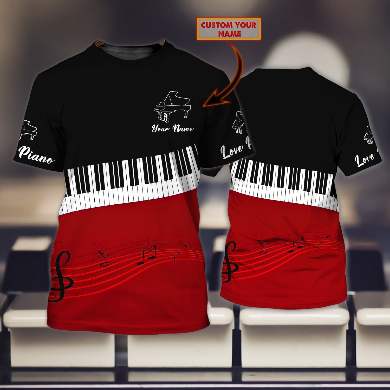 Customized Cool Piano Tshirt For Men And Women, 3D Shirt For My Pianist Husband, Piano Shirt For Him Her