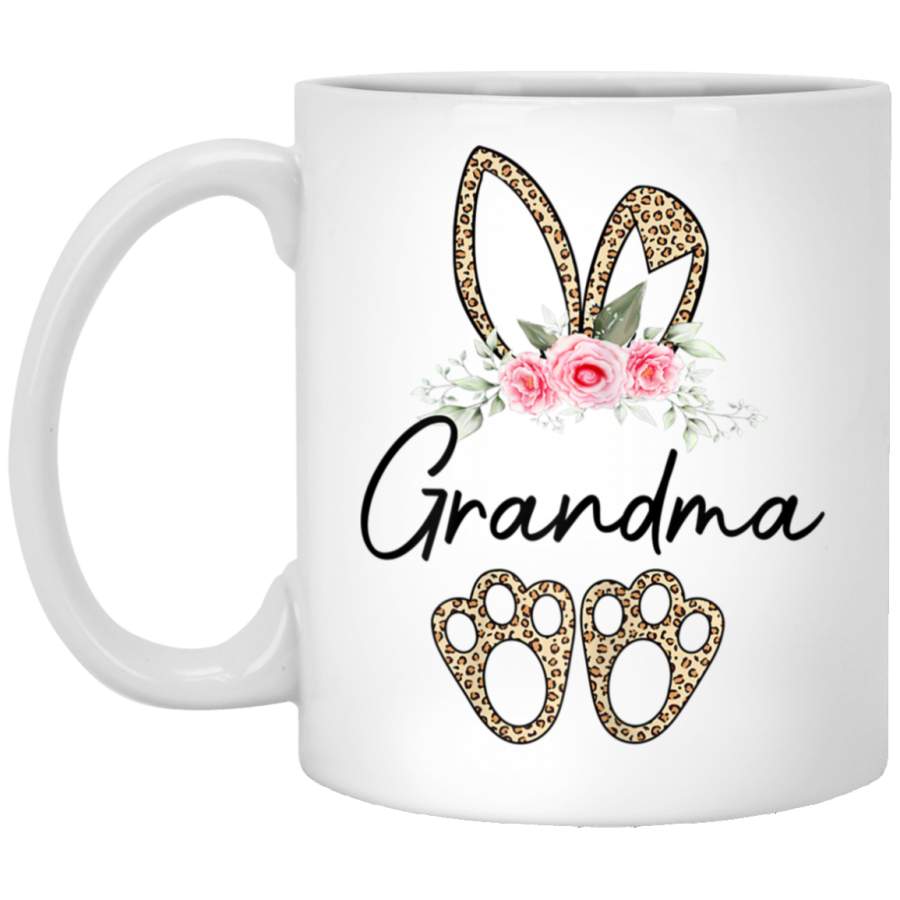 Womens Flower Leopard Bunny Grandma Easter Day Women Gifts White Mug