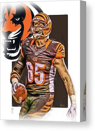 Tyler Eifert Cincinnati Bengals Oil Art Joe Hamilton Canvas Print