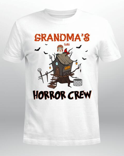 Personalized Halloween Grandma’S Horror Crew Shirt Halloween Family Custom Kids Graphic Tee