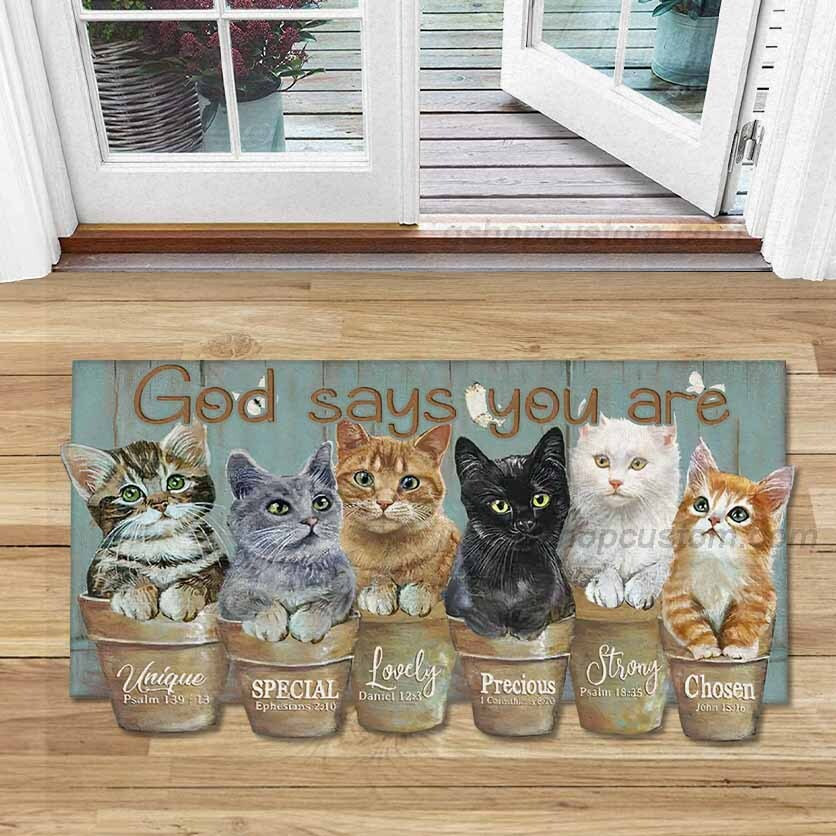 Cat Lover God Say You Are Shaped Doormat Rug – Unique Special Lovely Cat Home Decor Carpet – Sdm-A0021