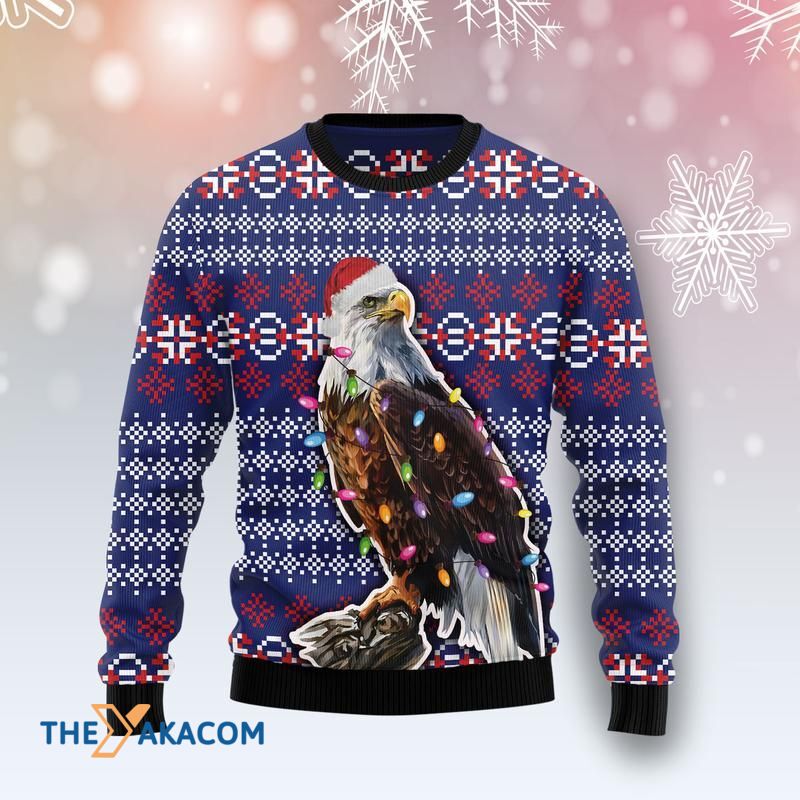 Merry Xmas Eagle Light Special Pattern Awesome Gift For Christmas Ugly Christmas Sweater T-Shirt