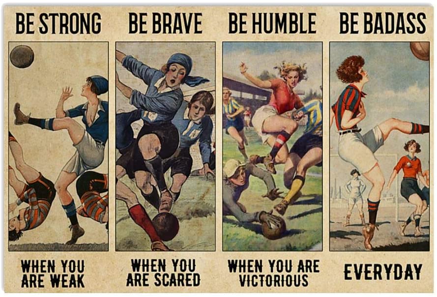 Vintage Football Female Be Badass Be Brave Be Strong When You Are Weak Poster Art Print      Home Decor Gift For Men Women Family Friend On Birthday Xmas