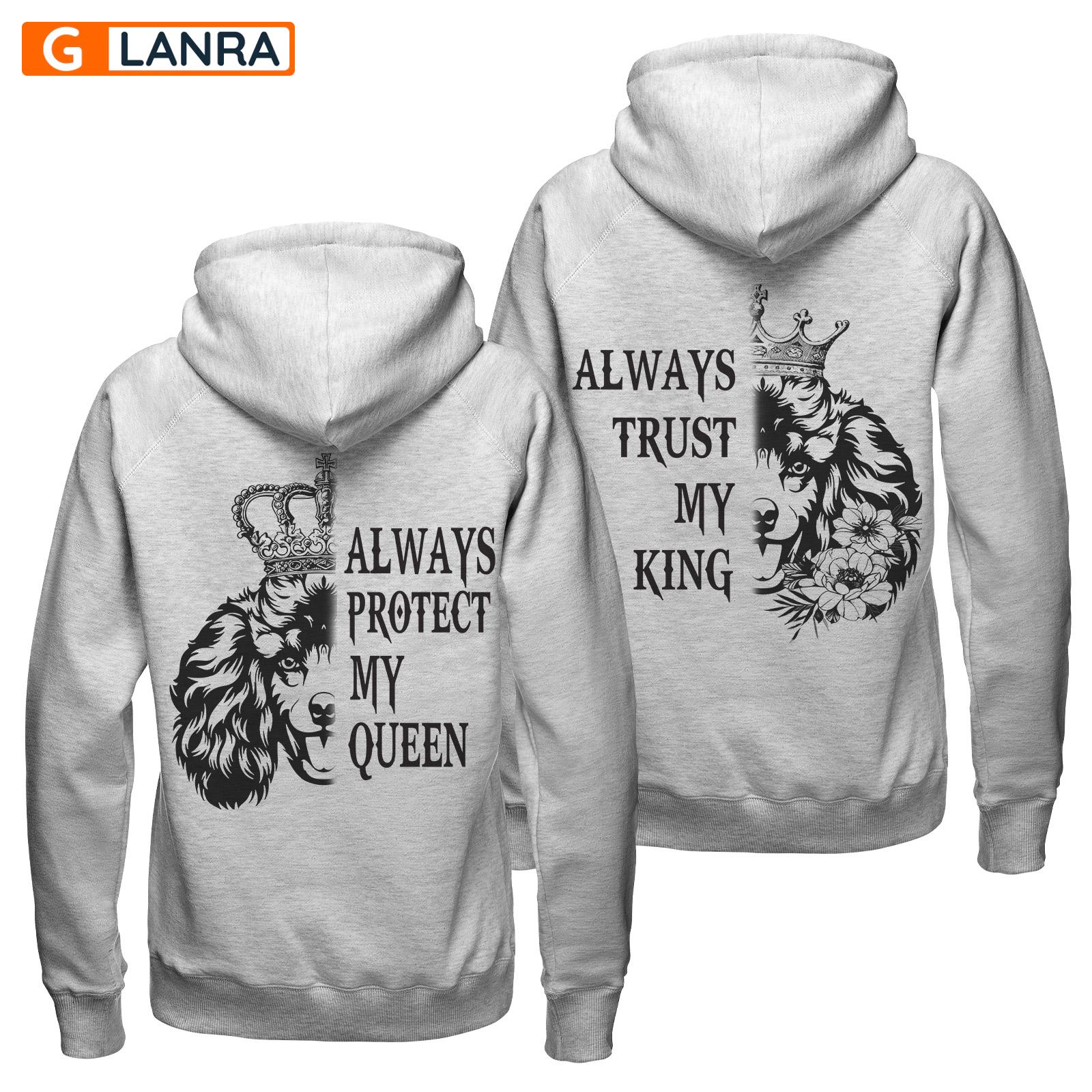 Always Protect My Queen Always Trust My King Hoodie, Poodle Dog Couple Hoodie, Dog Couple Hoodie, Husband Wife Hoodie, Unisex Sweater, Sweatshirt