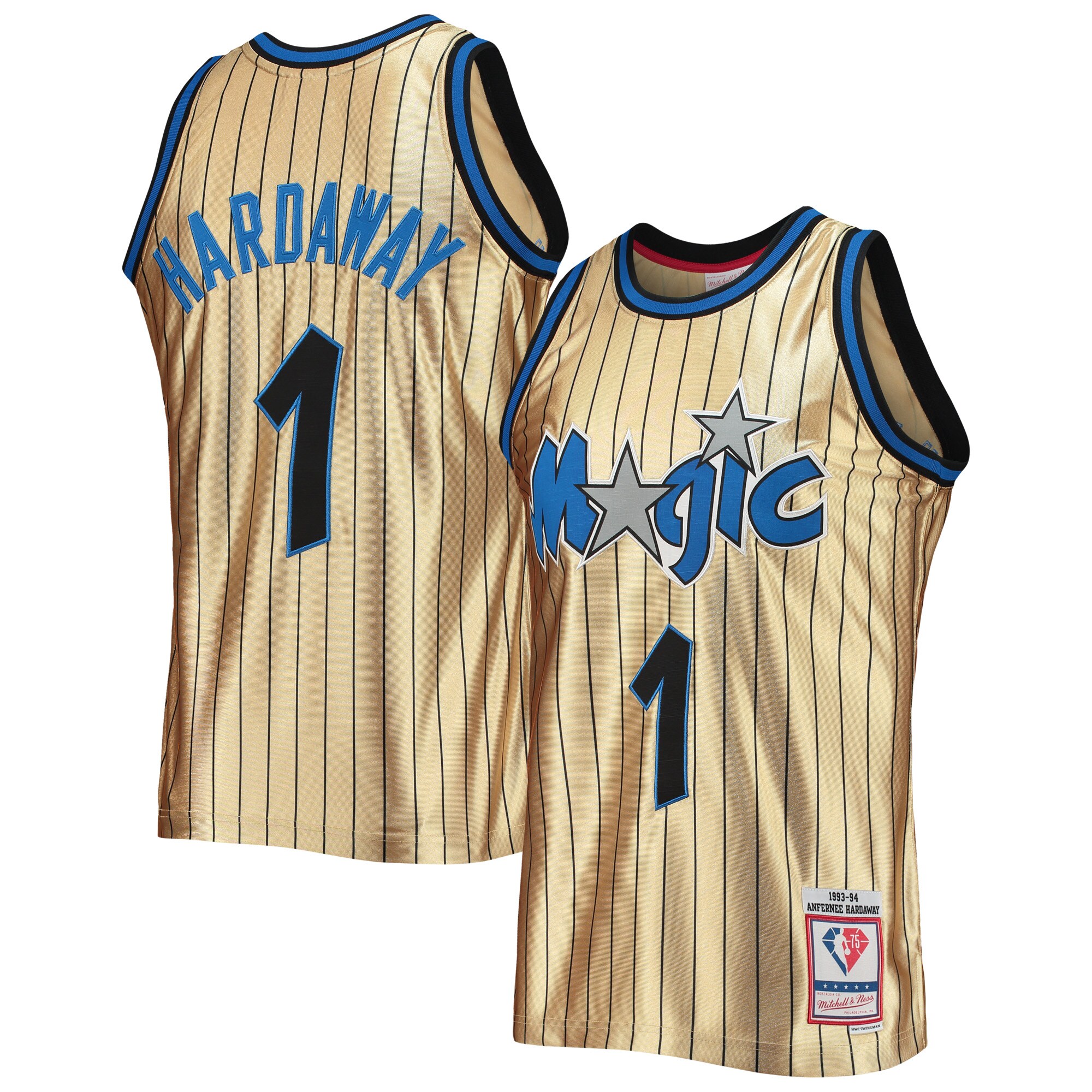 Penny Hardaway Orlando Magic Mitchell & Ness 75th Anniversary 1993/94 Hardwood Classics Swingman Jersey – Gold