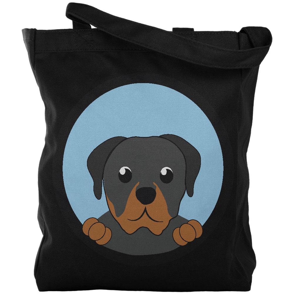 Peeking Puppy Rottweiler Canvas Tote Bag