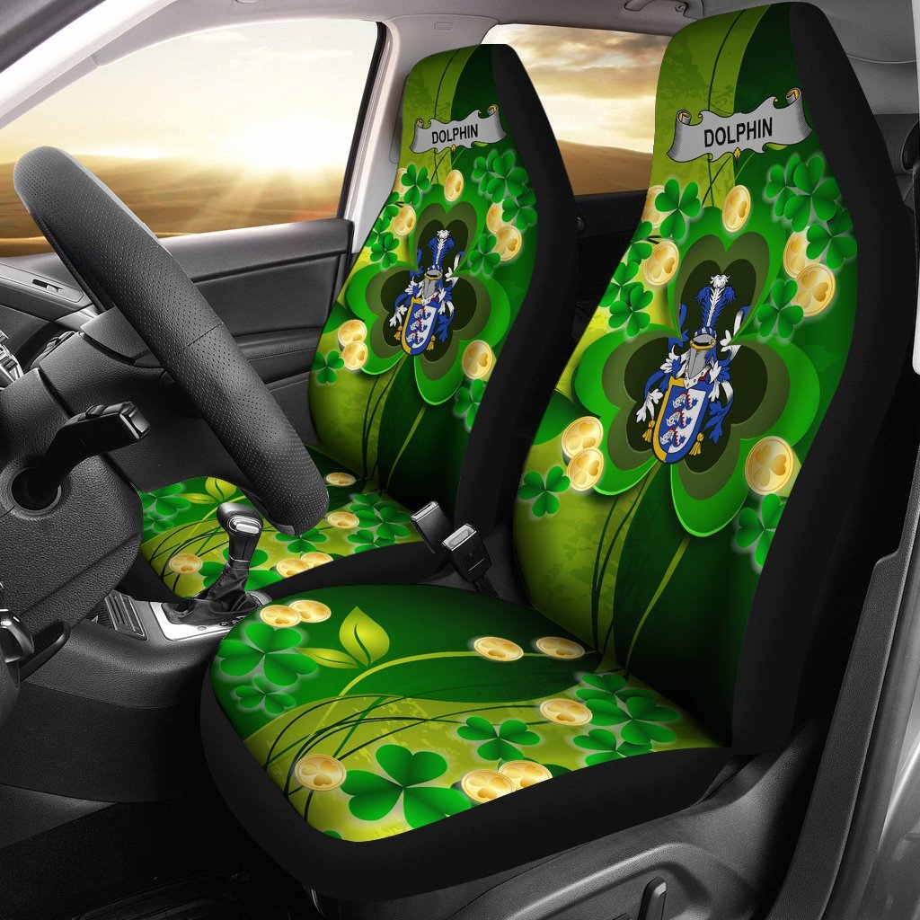 Dolphin or Dolphyn Crest Ireland Car Seat Covers Shamrock Gold Coin A18