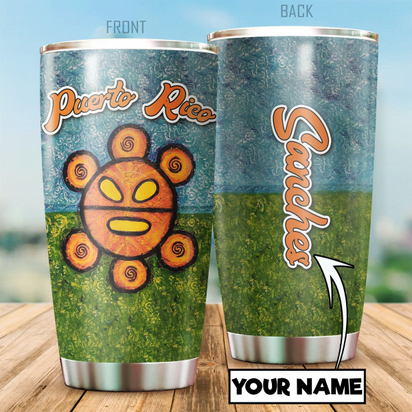 Custom Name Sol Taino On Grass Puerto Rico Steel Tumbler Mh13032106