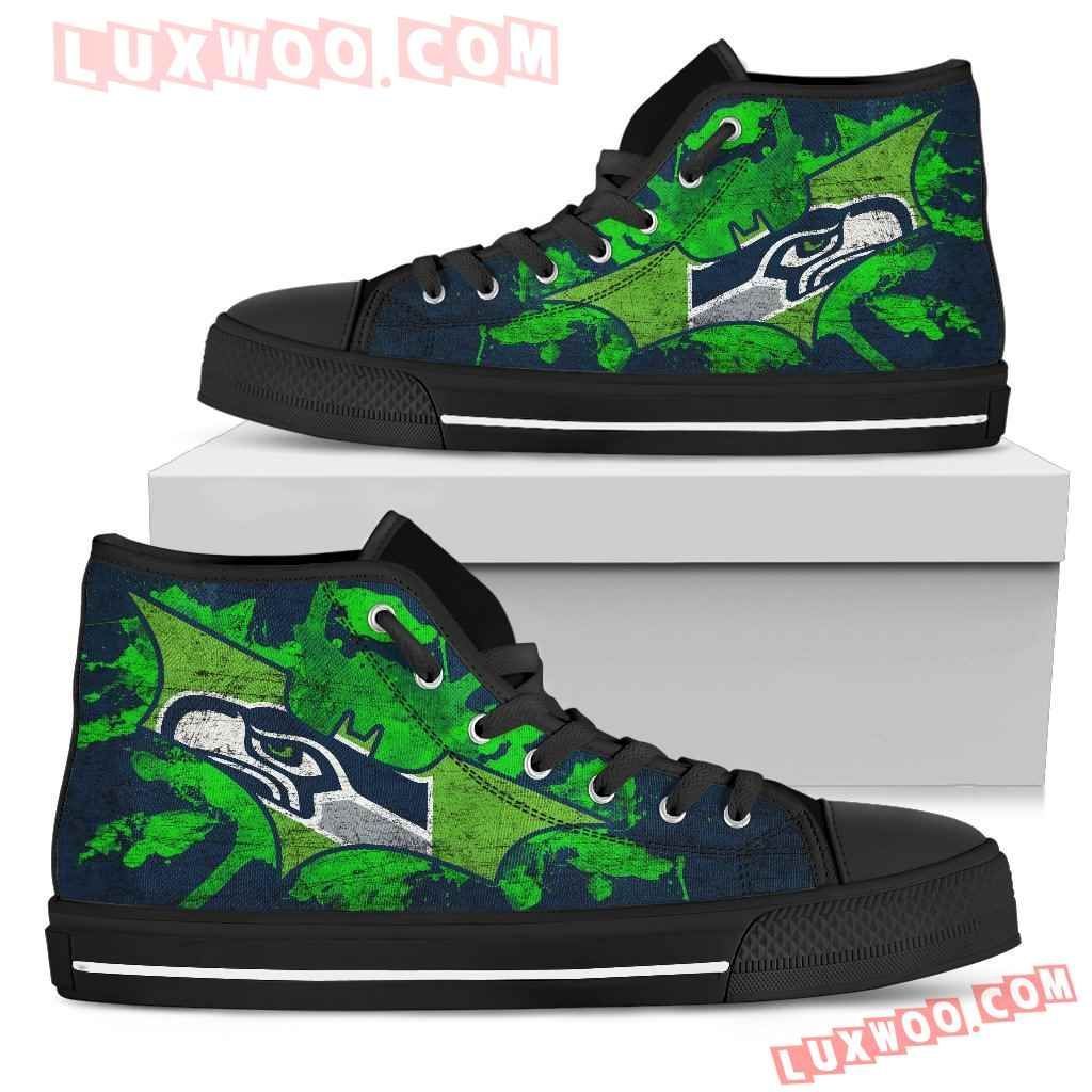 Batman Style Seattle Seahawks High Top Shoes Sport Sneakers