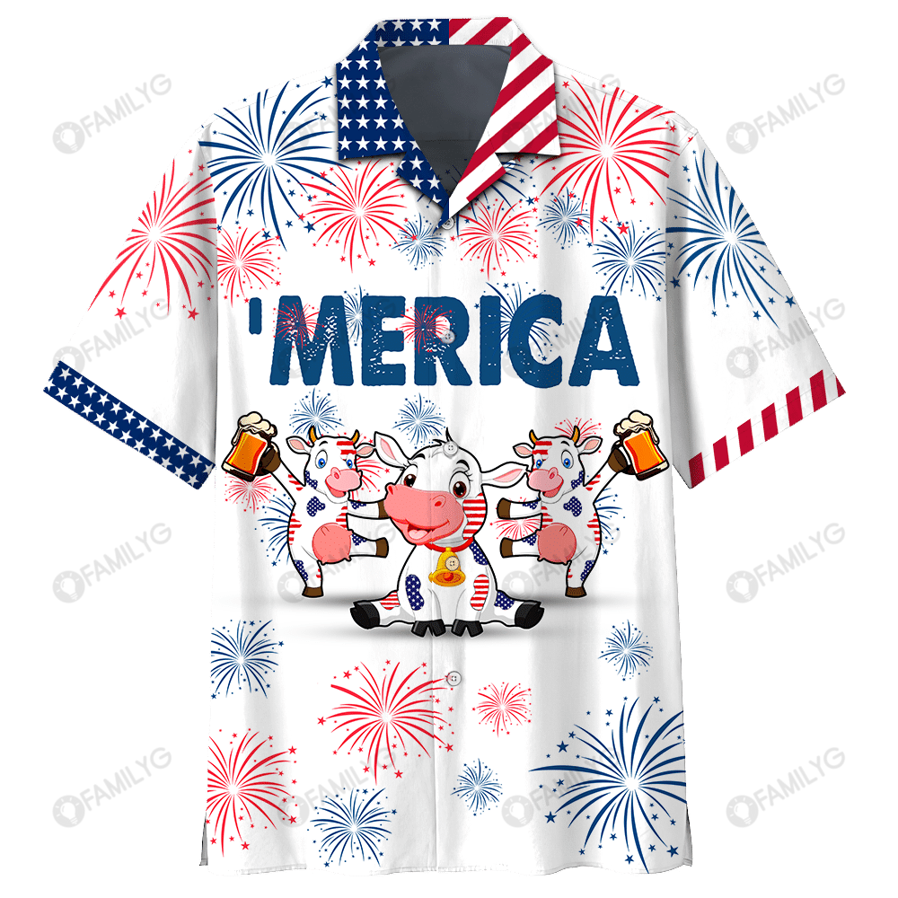 4Th Of July Hawaiian Shirt – Cow Beer Hawaiian Shirt Summer Hawaiian For Men, Women, Couple