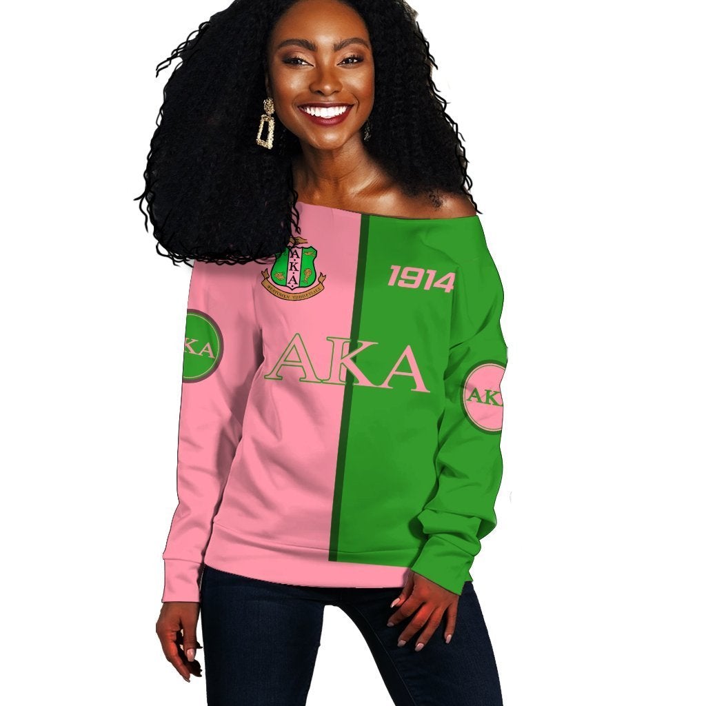 Alpha Kappa Alpha Women Off Shoulder Sweatshirt Cycle Style