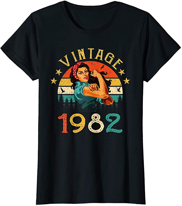 Womens Retro Vintage 1982 Made In 1982 39 Years Old 39th Birthday T-Shirt