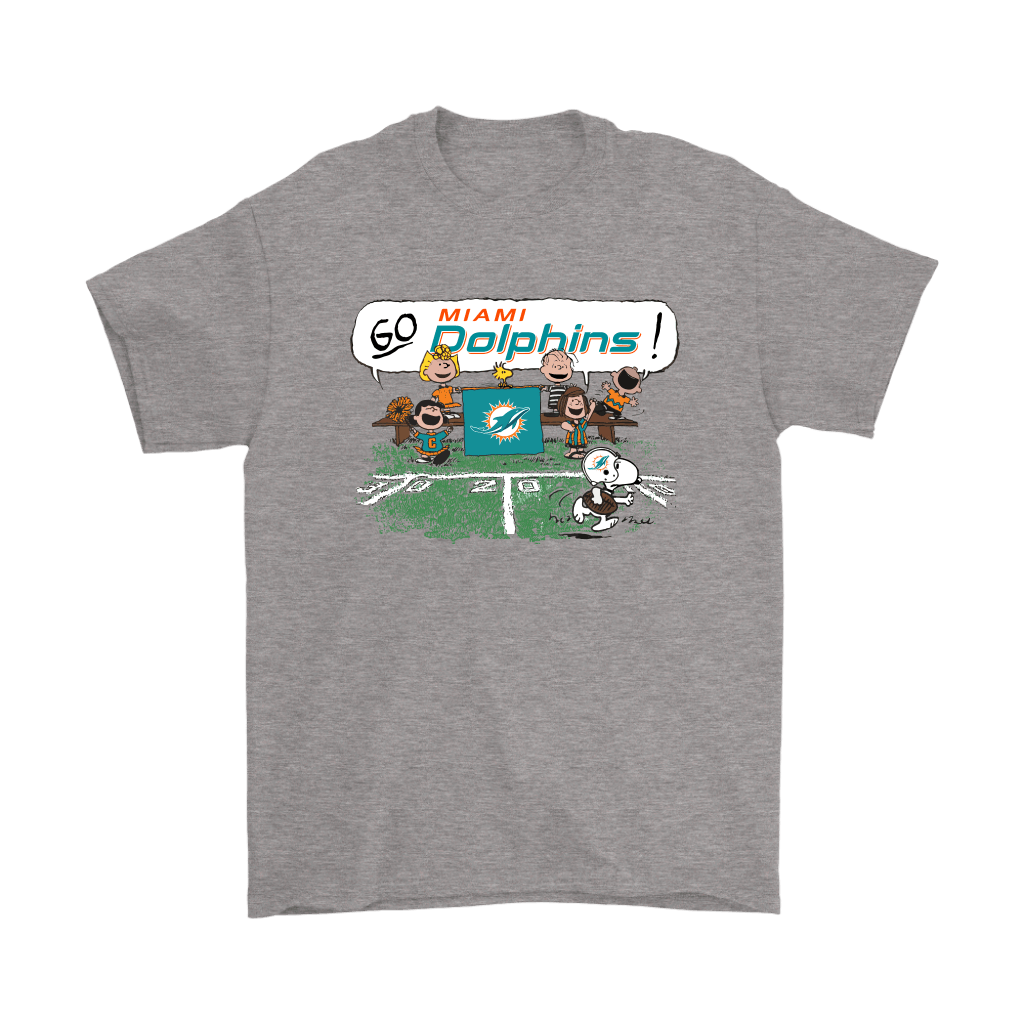 Get Here The Peanuts Cheering Go Snoopy Miami Dolphins Shirts